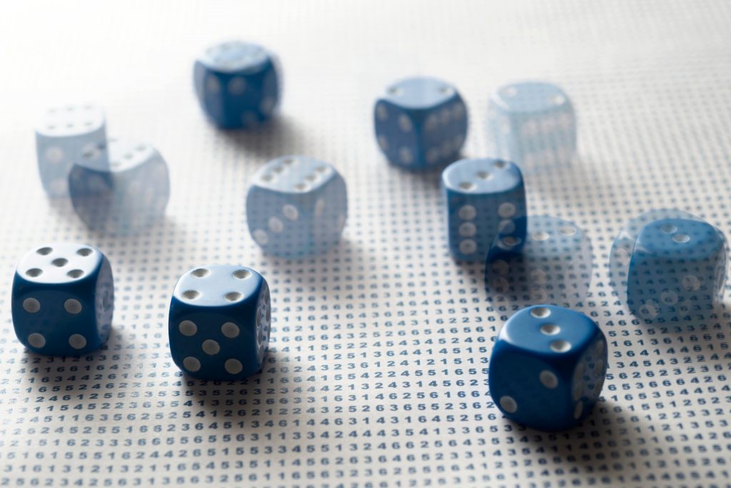 Different Dice Numbers for Random Number Generator Concept